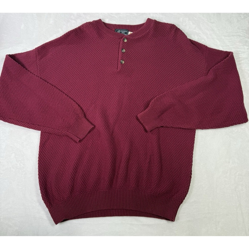 Vintage Peconic Bay Traders Sweater Mens‎ Large Red Knit Made in USA 80's